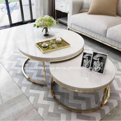 S802 New Design 201 Gold Stainless Steel Modern Coffee Table Gold Stainless Steel Side Table Furniture For Hotel