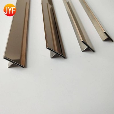 A0035 Professional Produce Customized Gold Brushed Metal T-Shaped Trim Strip For Home Or Office Decoration