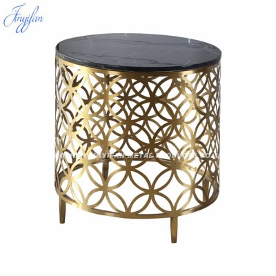 modern luxury stainless steel glass gold  living room metal  coffee table  base