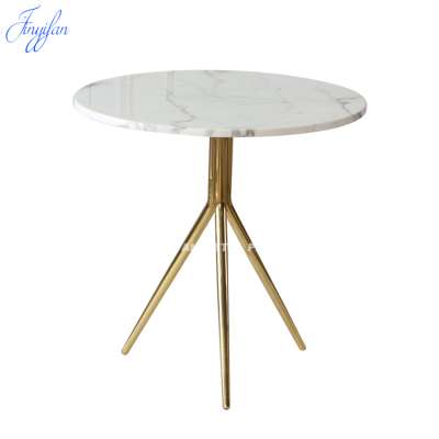 ZB08C Foshan Gold Stainless Steel Mirrored furniture Round Marble Top Metal Coffee Table